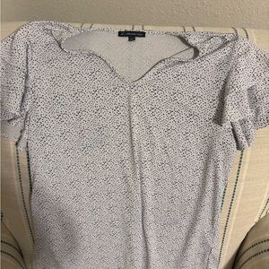 Ann Taylor White and Black Speckled Blouse